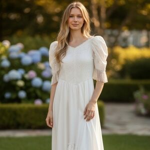 Vintage Wedding Gown Corset Y2K High Low Western Boho Pale Cream White Aline NEW